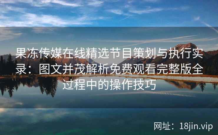 果冻传媒在线精选节目策划与执行实录：图文并茂解析免费观看完整版全过程中的操作技巧