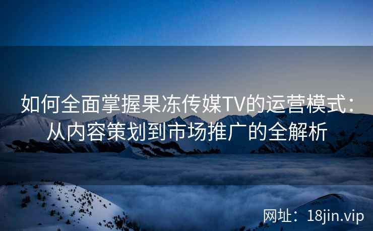 如何全面掌握果冻传媒TV的运营模式：从内容策划到市场推广的全解析