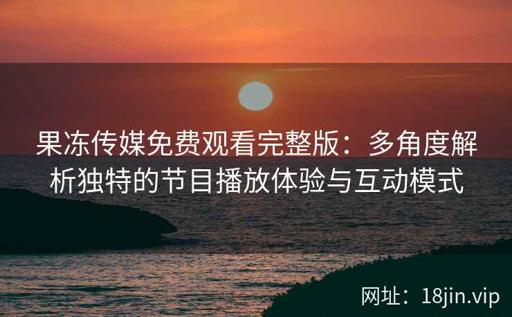 果冻传媒免费观看完整版：多角度解析独特的节目播放体验与互动模式